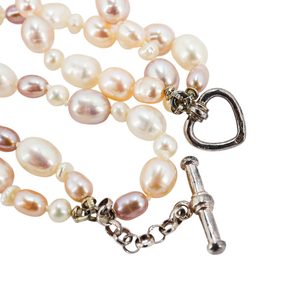 Freshwater Pearl Necklace & Bracelet Set with Large Oval Shell Pendant - Picture 3 of 8